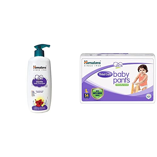 Image of Himalaya Baby Shampoo (400 ml) & Himalaya Total Care Baby Pants Diapers, Large, 54 Count