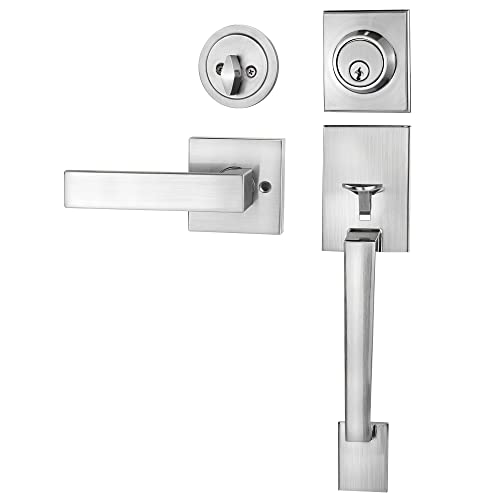 Photo 1 of Azdele Front Door Handle Set with Single Cylinder Deadbolt and Lever Handle