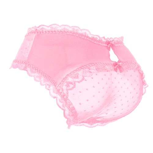 LittleForBig Bragas de encaje unisex hipster traviesas bragas de malla moldeadora para crossdresser transgénero, Rosa., L