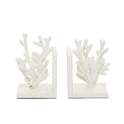 Deco 79 Metal Coral Bookends, Set of 2 5"W, 7"H, White, 2 PIECES SMALL SIZE - Image 4
