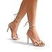 DREAM PAIRS Lace Up High Heels Stilletos for Women Strappy Gladiator Open Square Toe Fashion Dressy Wedding Bridal Pumps Sandals, Size 10, NUDE-PU, SDHS2403W