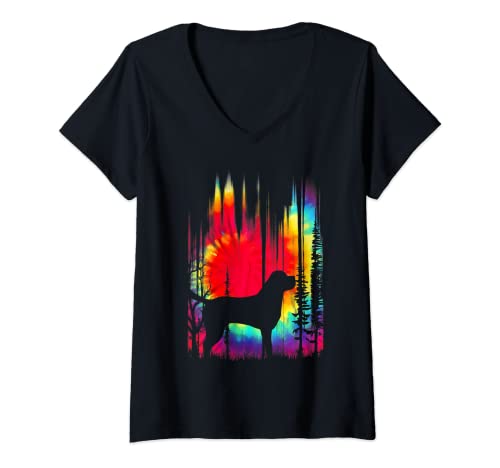 Mujer Labrador Retriever Dog Colorful Tie Dye Hippie Funny Puppy Camiseta Cuello V