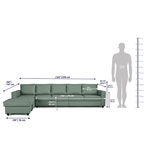 Image of Wakefit Sofa Set | 3 Year Warranty | Sofa 3 Seater, 3 Seater Sofa for Living Room, Wooden Sofa Set, 4 Seater + Left Aligned, Sofa for Living Room - Napper(Omega : Green)