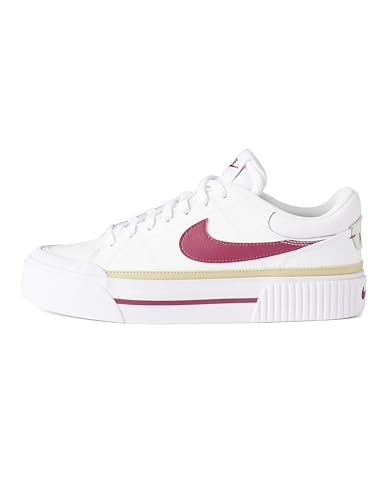 Nike Women's Court Legacy Lift Shoes, White/Sweet Beet-Team Gold, 8