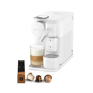 Nespresso De'Longhi Machine à café Lattissima One Blanche, 19 Bars + Kit de Bienvenue, Design Compact, Expresso, Lungo et Recettes Lactées, Arrêt Automatique, EN510.W