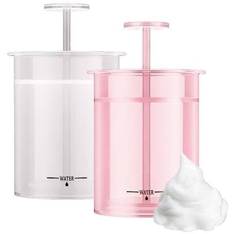 KOVCOAP Foam Maker for Face Wash, Face Wash Foamer, Cleanser Foam Maker, Marshmallow Whip Maker Skin Care, Deep Skincare Cleaner Tools for Travel Household 2 Pieces(Pink and White) Cover
