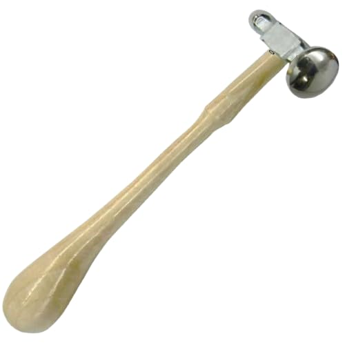 Image of Ball Peen Dome Faced Chasing Hammer, 25mm, Metal Repousse Work Tool with Wooden Handle