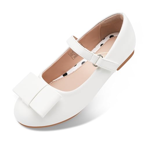 Stelle Girls Dress Shoes Toddler Mary Jane Shoes Flat with Bow for Toddler/Little Kids(GMJ009-White,5MT) by Stelle - Used condition - US$9.51