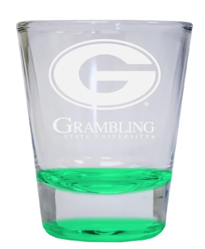R and R Imports Grambling State Tigers 2 oz Engraved Shot Glass Round Green Officially Licensed Collegiate Product Single Unit