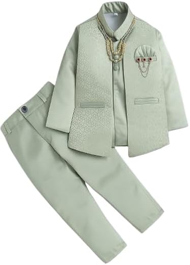 Chinnie Kids Wear Boys Indowestern Wedding Festive Outfit Set Traditional Suit with Embellished Pattern, Dress