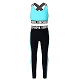 Yeahdor Kinder Mädchen Camouflage Jogginganzug Trainingsanzug Sport Set Top Fitness Sportanzug mit Leggings Hose Sportswear Gr. 116-164 Blau F 116