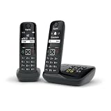 Gigaset AS690A Duo - Telefono fisso senza fili con segreteria telefonica - 2 telefoni - Nero [Versione Italiana]