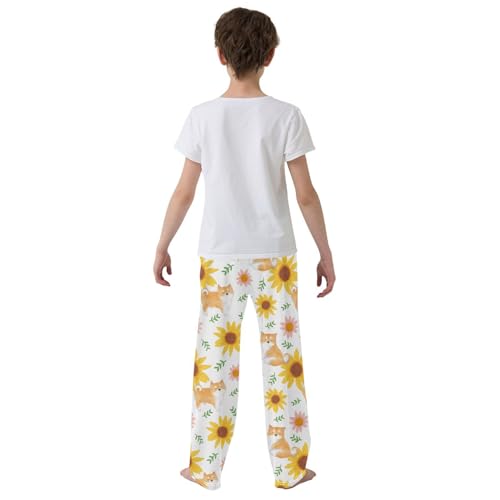 Boys' Pants Dogs and Sunflowers Long Bottoms Jogger Pants Elastic Waist Trousers with Pockets S-XL3