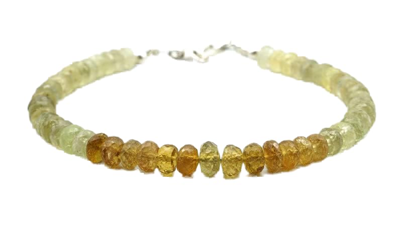 Grenat grossulaire perles rondelles 4mm bracelet unisexe argent LCBR-3435