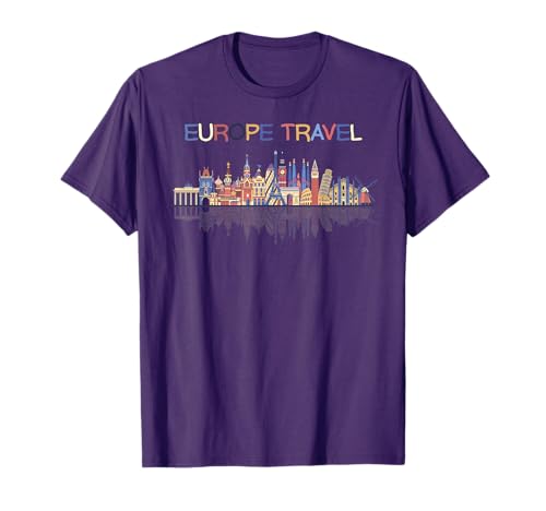 Colorful Travel around Europe Family Shirt European Vacation T-Shirt