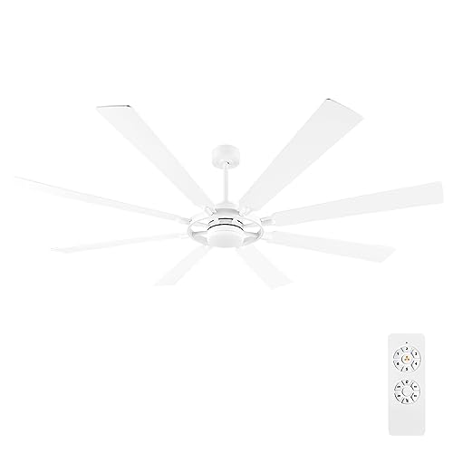 Elehinser 80" Ceiling Fan With Lights And Remote Control, Wood 8 Blades 6-Speed Noiseless Reversible Dc Motor, 3 Downrods, Modern Large Ceiling Fan For Covered Patio Bedroom Living Room Office, White #TOP2