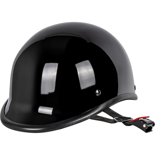 QICHAO Retro Style Motorcycle Half Helmet - Classic Design Half Motorcycle Helmet, DOT Certified-Balck,L by QICHAO - Used condition - Image 3