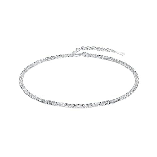 Adjustable Thin Chain Bracelet for Women, Dainty White Gold Plated Silver Bracelets, Delicate and Minimalist Wrist Jewelry