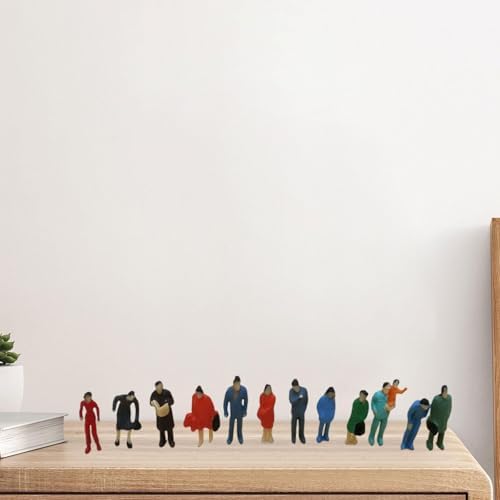 Esquirla 12 Pieces 1/87 Mini People Figurines Diorama Figures Miniature Layout for Micro Landscape - 5