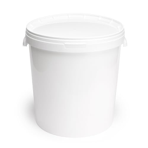 Garronda Seau en Plastique Blanc 30 litres avec Couvercle - pour Le Stockage de Produits Alimentaires et Chimiques - en Polypropylène - Lot de 1 - GD-0117
