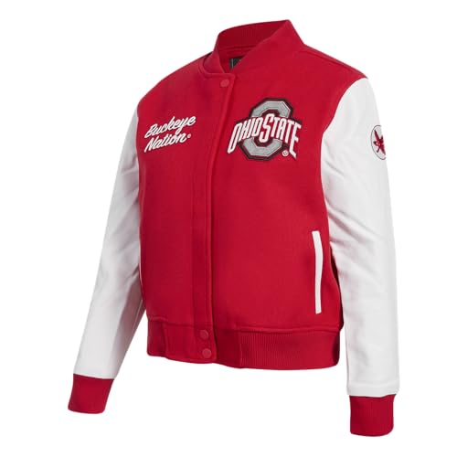 Pro Standard WOMENS COLLEGE OHIO STATE UNIVERSITY COLLEGE CLASSIC ESSENTIALS VARSITY JACKET RED/WHITE L by Pro Standard - Image 2