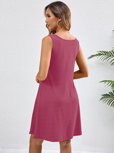 Image of KORSIS Summer Dress for Women Casual T Shirt Tank Dresses Sleeveless Swing Flowy Ladies Beach Vacation Sundress with Pocket