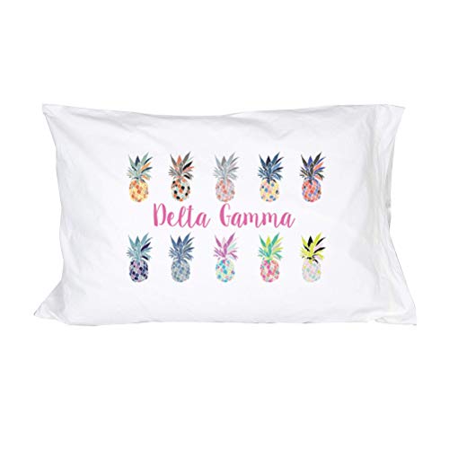 Delta Gamma Pillowcase Sorority Pineapple Pop Art 220 Thread Count 100% Cotton Dg #TOP21