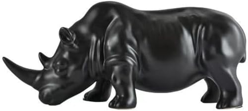 Gierer Rinoceronte Escultura Negro Rinoceronte Estatua Resina Figurilla Escritorio Estatua Decoración del Hogar Ornamento Mesa Escritorio Estantería Decoración