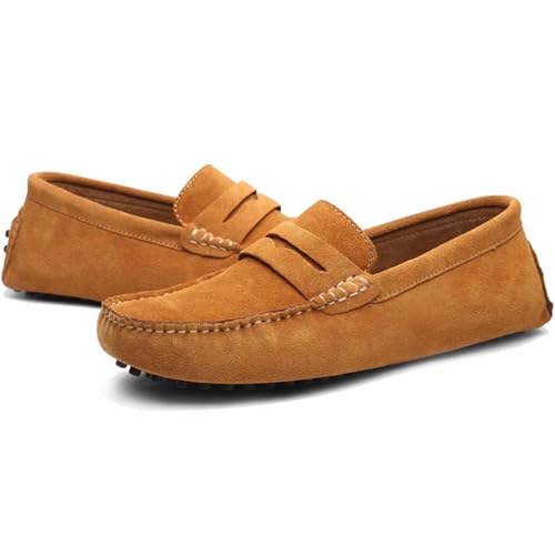 Image of PPXID Men's Dress Loafers Slip On Casual Shoes Lightweight Soft Penny Loafers Suede Driving Boat Shoes Moccasins