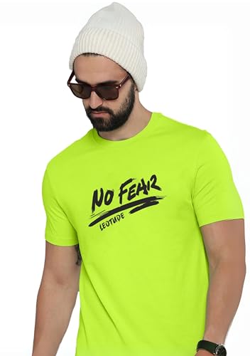 Image of LEOTUDE Men's Regular Fit Half Sleeve Round Neck Cottonblend Tshirt (Color Black)