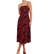 RIHOAS Women's Green Floral Spaghetti Strap Midi Dress - A-Line for Wedding Guest, Cocktail &amp; For...