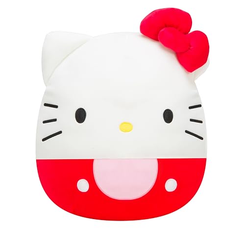 Squishmallows Original Sanrio 14in Hello Kitty in Red Overalls – Official Jazwares Plush (Large)