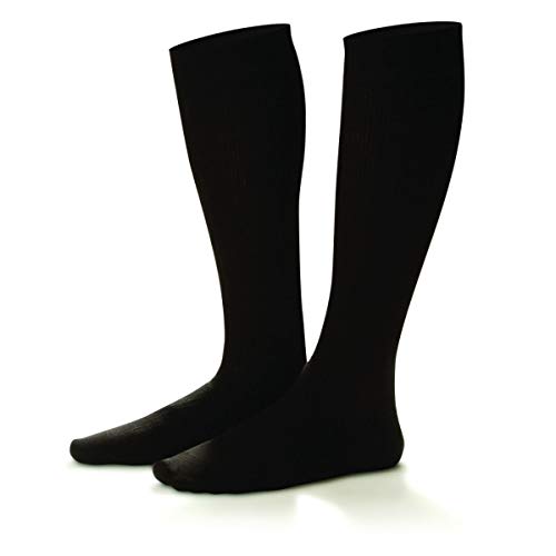 Dr. Comfort Men's Cotton Dress Graduated Compression Knee-High Sock, 15-20 mmHg, Black, X Large