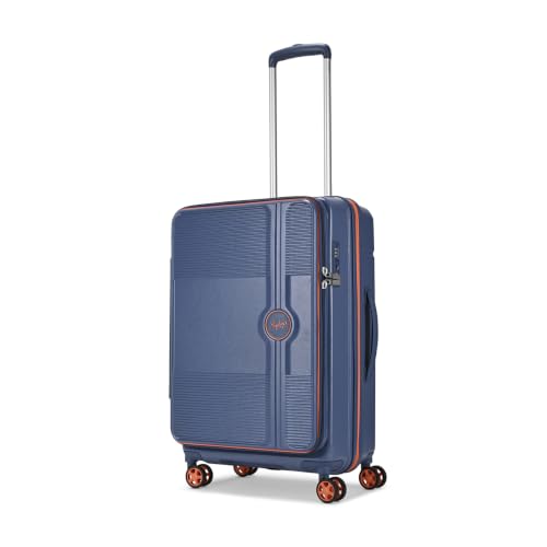 Skybags Zephyre Medium Hard Luggage (65 Cm) | Luggage Trolley with 8 Wheels, TSA Lock and Expander | Blue Horizon | Unisex
