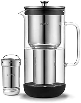 Aarke Purifier, Water Filter Jug in Glass and Stainless Steel, 2.4L / 10 cups, Includes Aarke Pure Filter Refill Bag