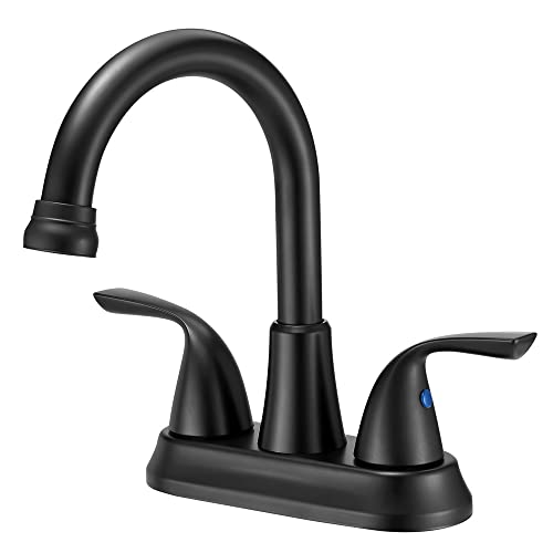 Bathroom Faucets, Faucet For Bathroom Sink 4 Inch 2 Handle Centerset, Bathroom Sink Faucet 3 Hole, Lead-Free, Matte Black Faucets For Bath Vanity Fixtures (Not Include Hot & Cold Water Lines) #TOP3