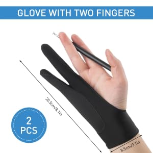 Image of ZORBES 1 Pair Artist Gloves, Drawing Glove for Tablet, Palm Rejection Gloves Graphic Tablet Glove for ipad Glove Dight Art for Drawing Anti-fouling Two-Finger Lycra Graphic Wacom