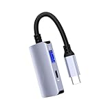 4K出力PD65W充電&480MbpsデータUSBスプリッター付きアルミニウムUSB Cハブアダプター、ポータブルゲームおよび仕事用充電器用