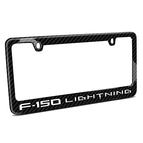 iPick Image Compatible with Ford F-150 Lightning Black Real Carbon Fiber License Plate Frame