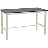 Global Industrial Heavy Duty Adjustable Height Lab Workbench, 5000 Lbs Capacity, 72' W x 30' D, Black Phenolic Resin Top with Safety Edge, Tan Powder Coat Frame
