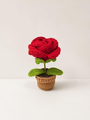 Image of VRB Dec Plastic TM 1 Pcs Crochet Flowers Artificial Sunflower for Office Desk Car Dashboard Decor,Home Decoration, Office, Bedroom, Christmas Decor, Wedding (Small Yellow Daisy with Pot)