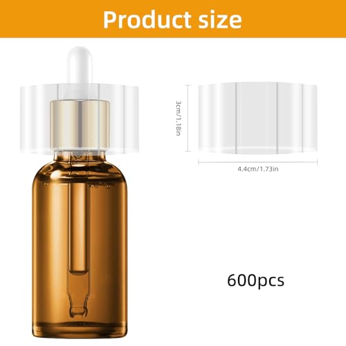 Image of 600PCS Clear PVC Shrink Wrap, 1.73 X 1.18 Inch PVC Heat Shrink Wrap, Plastic Heat Shrink Band Cap Seal /Clear Perforated Heat Shrink Wrap for Travel Cosmetic Bottle, Plastic Shrink Wrap for Jar, Can