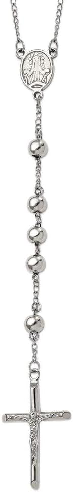 Solid Stainless Steel 8mm Bead Rosary Necklace