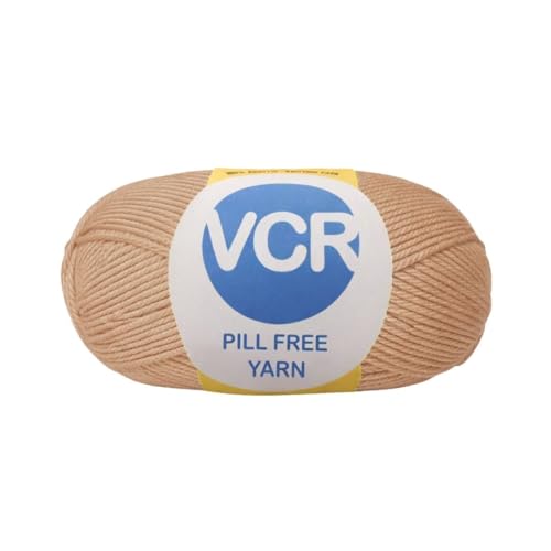 Image of VCR Light Brown Yarn, Pill-Free Soft Knitting Yarn, 100 Grams Hank, 263 Meters Length, Low-Pill Acrylic Yarn, Soft Crosia Threads, Pack of 1, Suitable for Beanies, Caps and Gloves