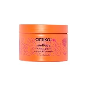 amika soulfood nourishing hair mask – hydrating hair care for dry, damaged strands – lightweight deep conditioner enriched with jojoba seed oil + seabuckthorn – restores softness + shine (250 ml)