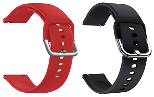 BQeT 22MM Soft Silicone Metal Buckle Strap Combo For Smart Watch(CHECK LIST) (22MM, RED/BLACK)
