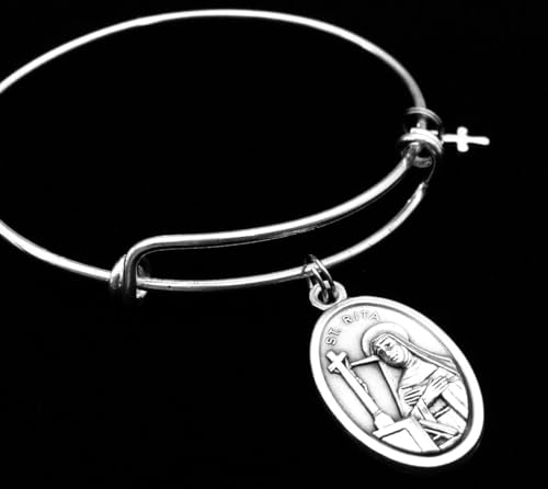 Patron Saint of the Impossible St. Rita Silver Expandable Charm Bracelet2