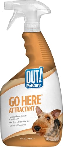Image of OUT! PetCare Go Here Attractant, Potty Training Spray for Dogs, 32oz | Dog Pee Spray, Puppy Potty Training, Housebreaking, Indoor & Outdoor, Pee Here Training, Training Aid, Easy Application