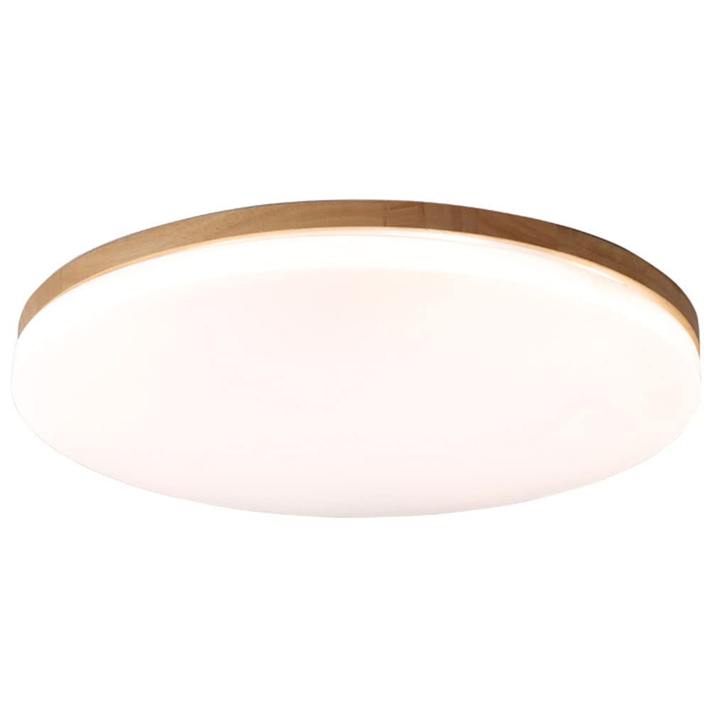 OZBMA Wooden Round Ceiling Light Modern Bathroom Flush Mount Fixtures Japanese Style Close to Acrylic Lamp for Bedroom Living Room Dining (size_name 20cm/7.8in)
