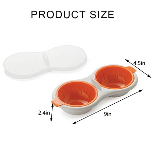 Artiomo Double Egg Poacher For Microwave,2 Cavity Edible Silicone Drain Egg Boiler Set, Non-Stick Egg Cooker Poached Egg Steamer, Home Kitchen Cooking Gadget Tools, Bpa Free, Dishwasher Safe (Blue) #TOP5